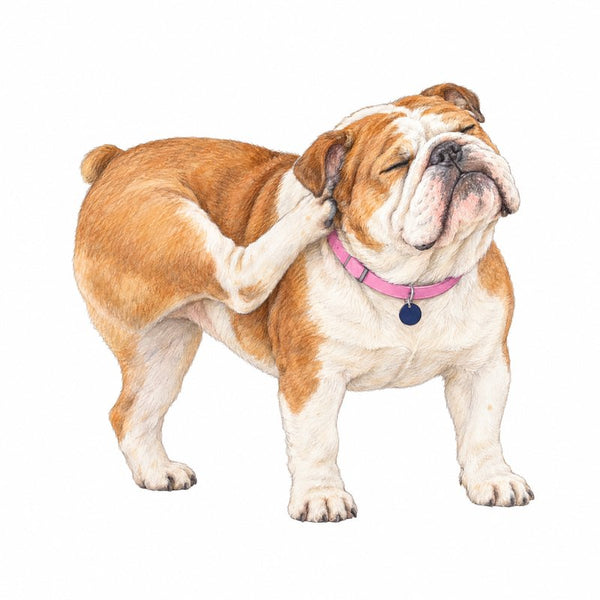 A dog scratching